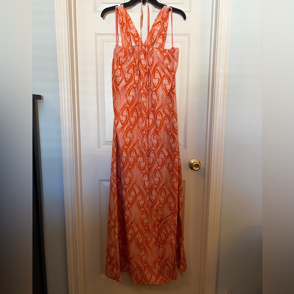Madewell Orange Patterned Maxi Dress